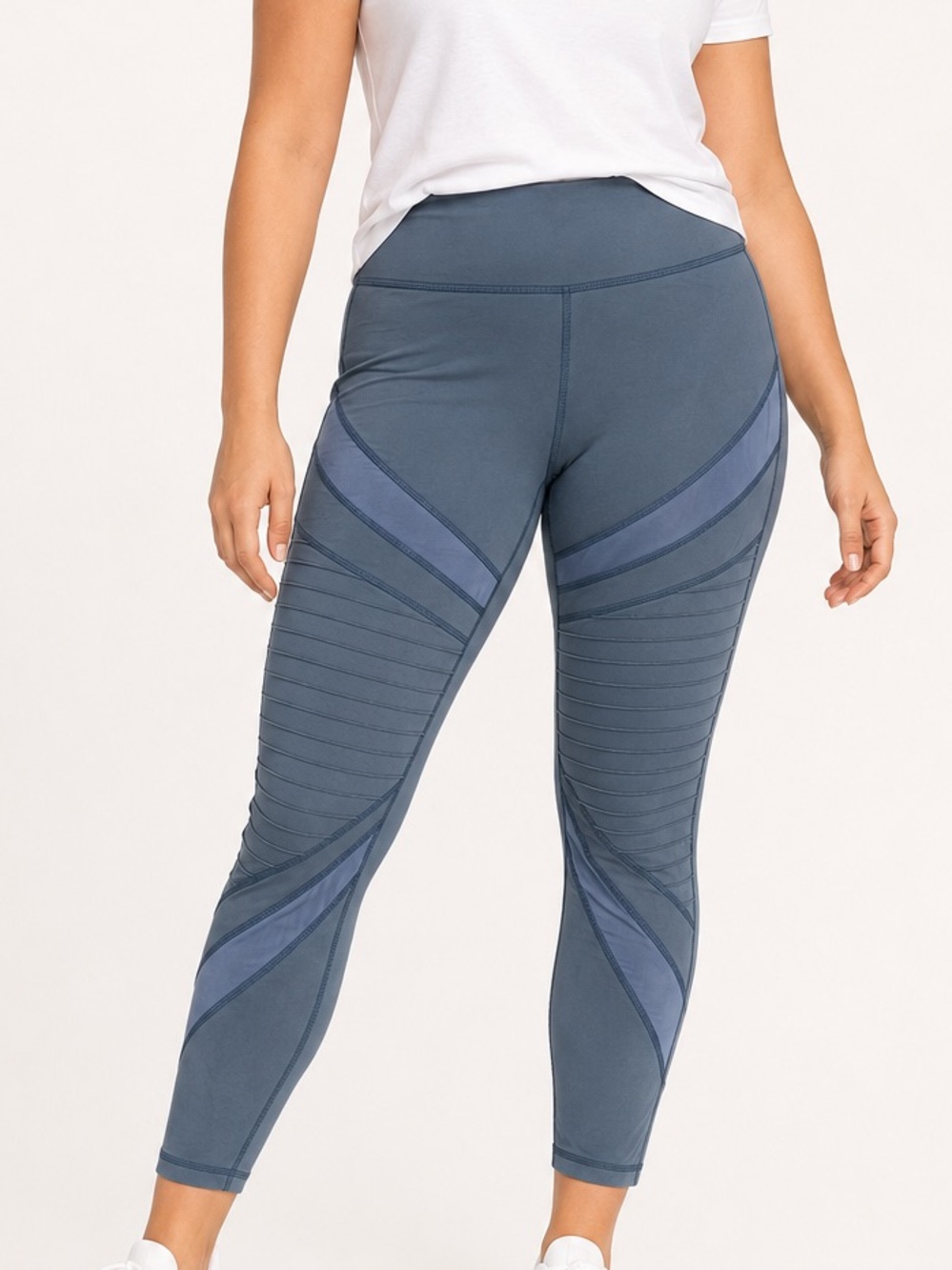 Aerie Chill Play Move Blue Moto Mesh Panel High Waist Leggings Size Large